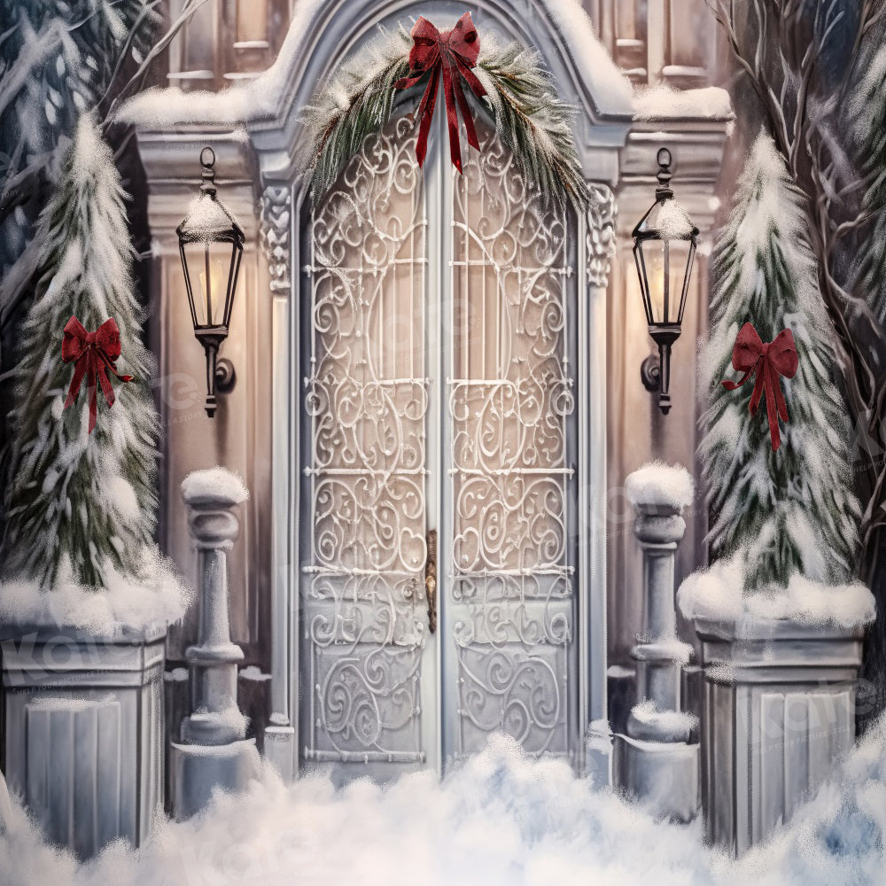 Kate Noël Portail de cour Blanc Hiver Toile de fond pour la photographie - Kate Backdrop FR