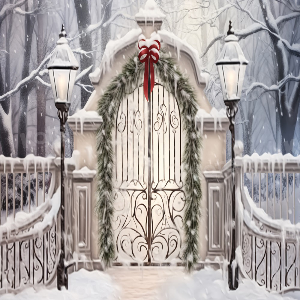 Kate Noël Lampadaire Hiver Porte Toile de fond pour la photographie - Kate Backdrop FR