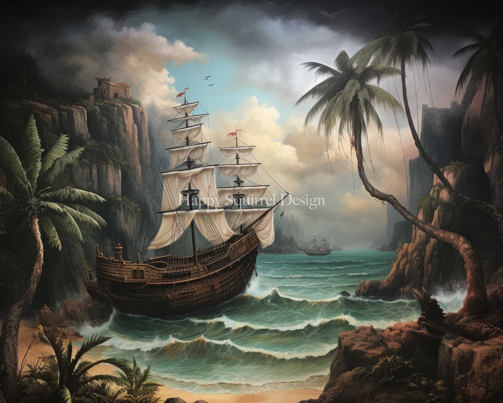 Kate Naufrage Bateau Île Mer Toile de fond Conçu par Happy Squirrel Design - Kate Backdrop FR