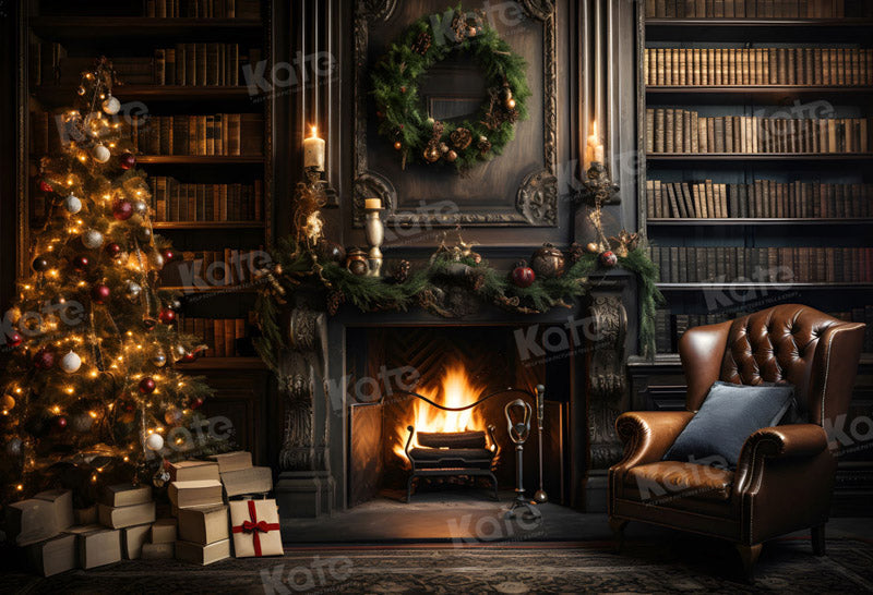 Kate Noël Étagère à livres Cheminée Fauteuil Toile de fond pour la photographie - Kate Backdrop FR