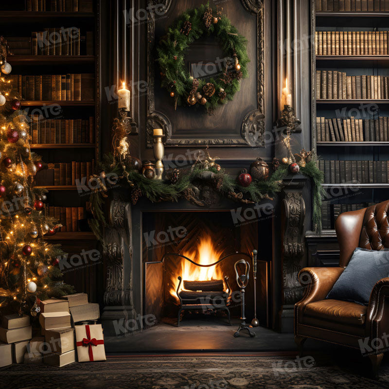 Kate Noël Étagère à livres Cheminée Fauteuil Toile de fond pour la photographie - Kate Backdrop FR