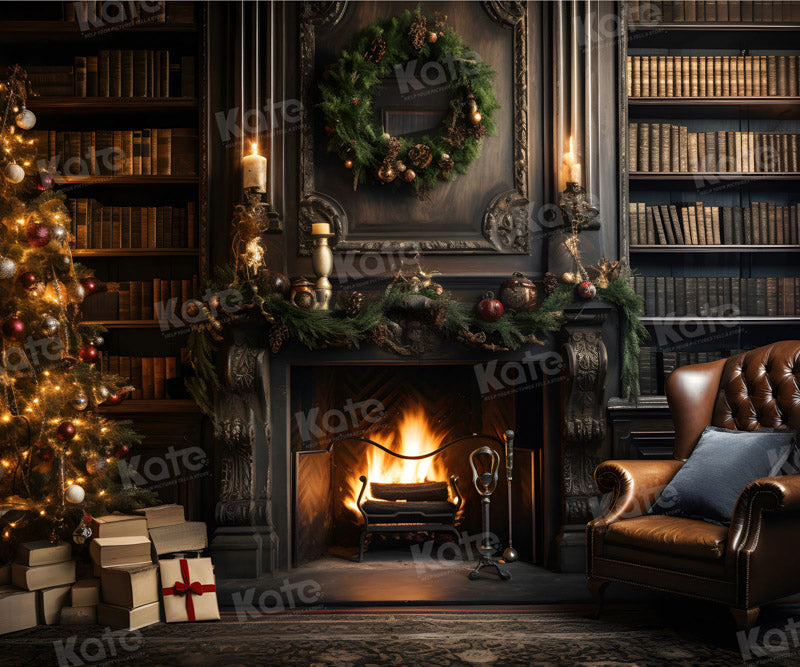 Kate Noël Étagère à livres Cheminée Fauteuil Toile de fond pour la photographie - Kate Backdrop FR