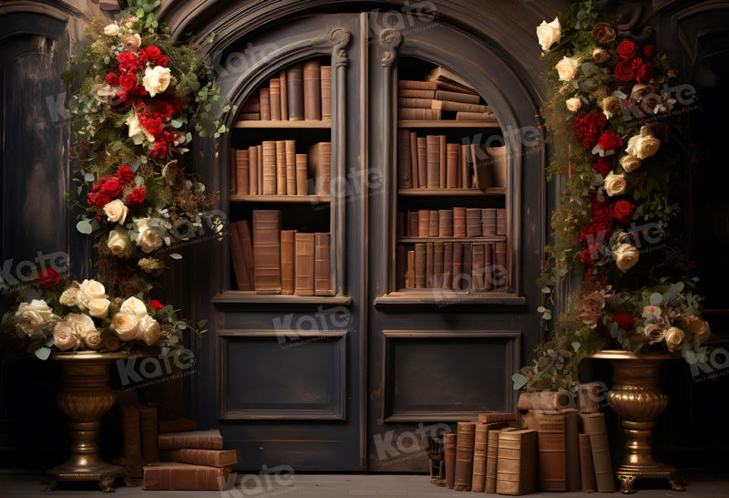 Kate Fleurs Étagère à livres Romantique Toile de fond pour la photographie - Kate Backdrop FR