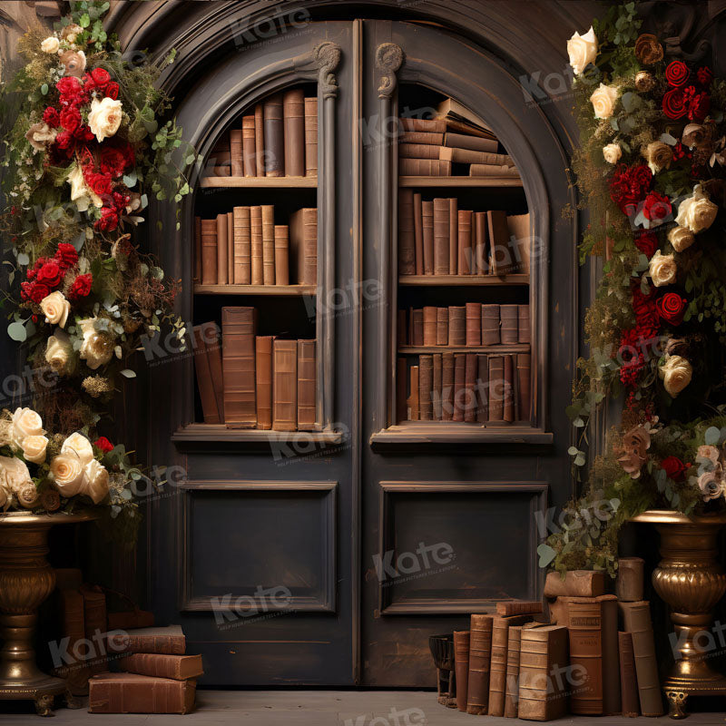Kate Fleurs Étagère à livres Romantique Toile de fond pour la photographie - Kate Backdrop FR