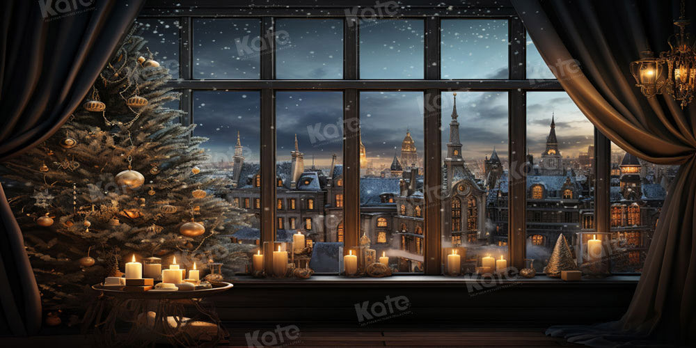 Kate Fenêtre Sapin de Noël Hiver Toile de fond conçu par Emetselch - Kate Backdrop FR