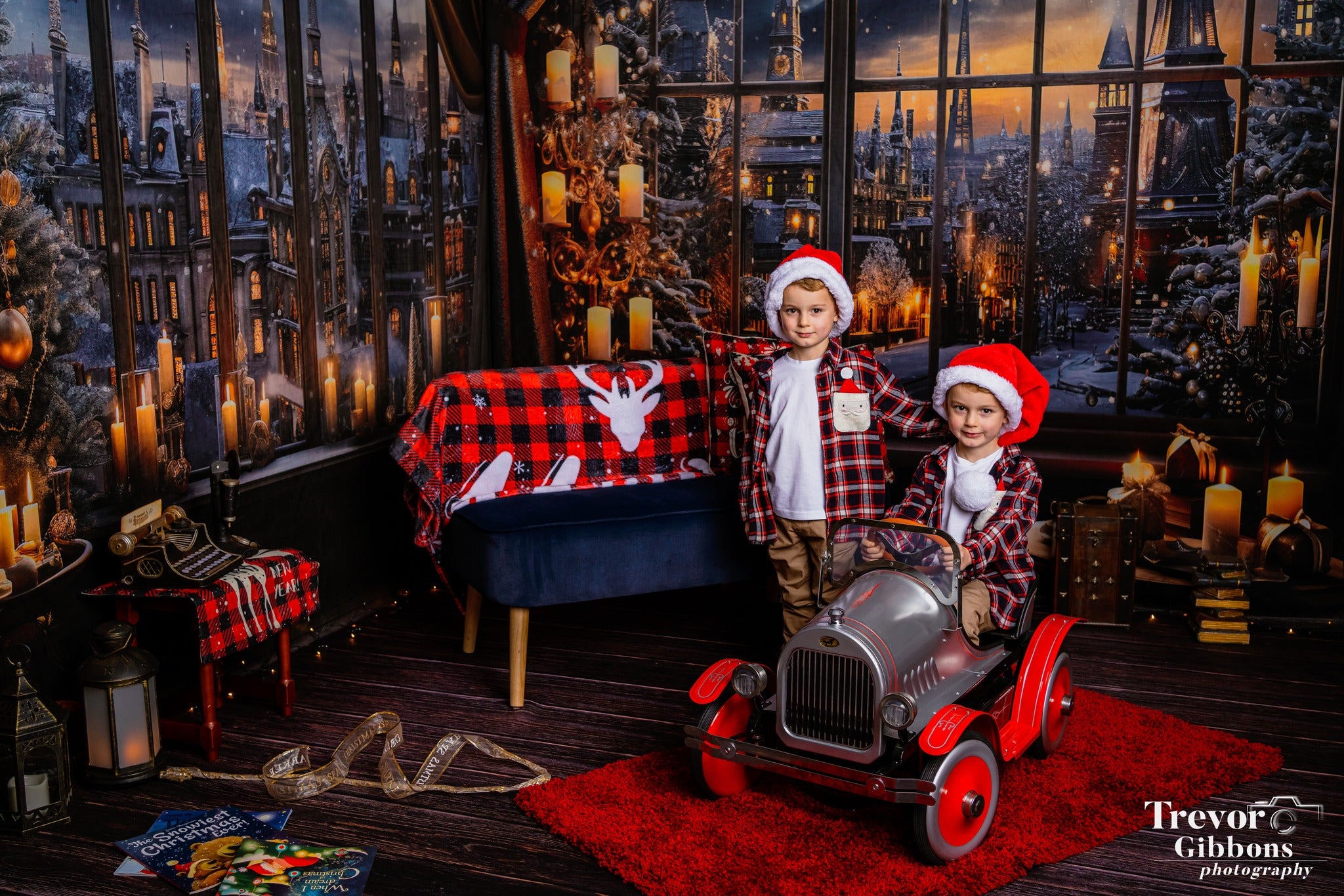 Kate Noël Ville enneigée Fenêtre Nuit Bougie Ensemble de chambre - Kate Backdrop FR