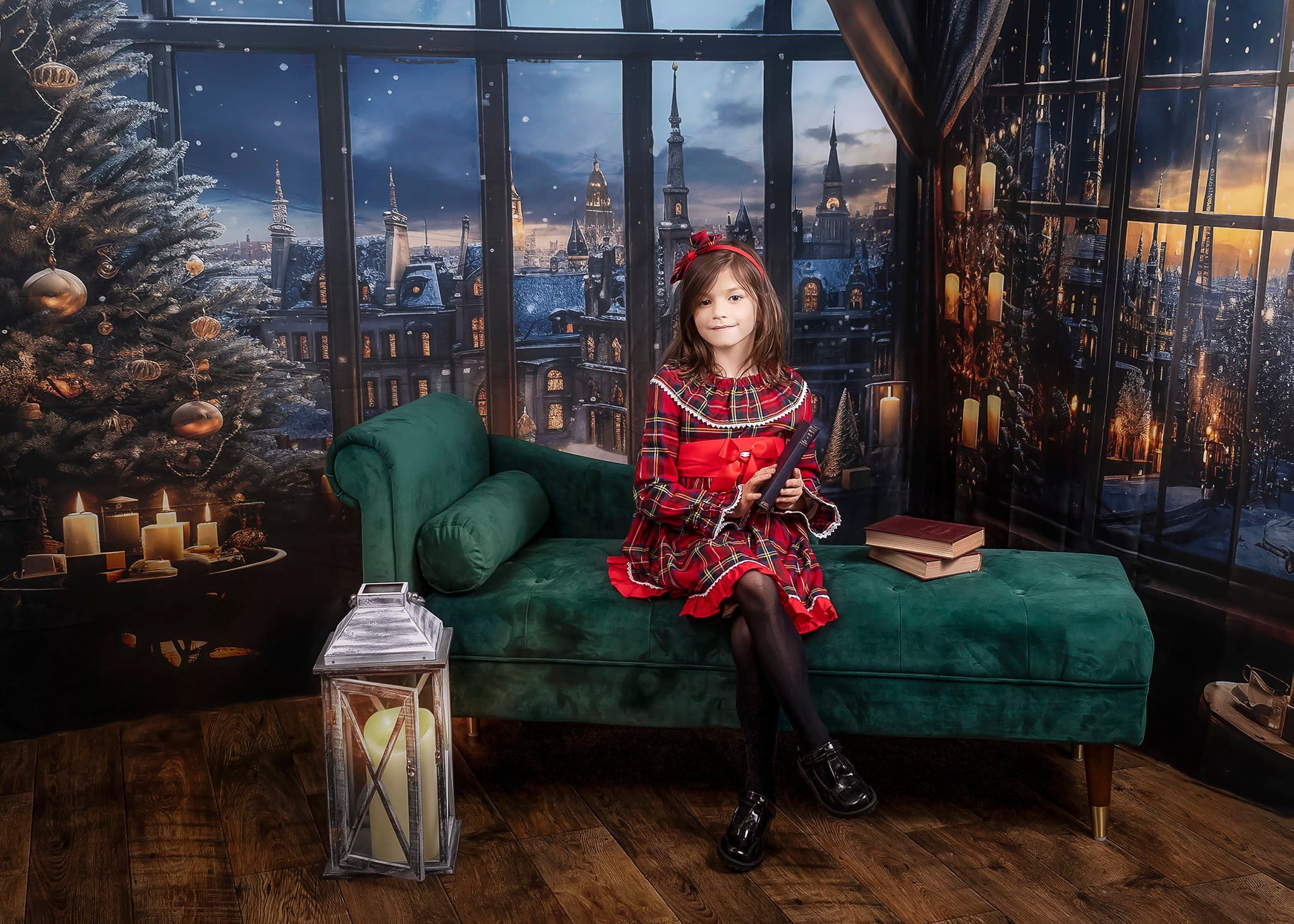 Kate Noël Ville enneigée Fenêtre Nuit Bougie Ensemble de chambre (8pix8pi&10pix8pi&8pix10pi) - Kate Backdrop FR