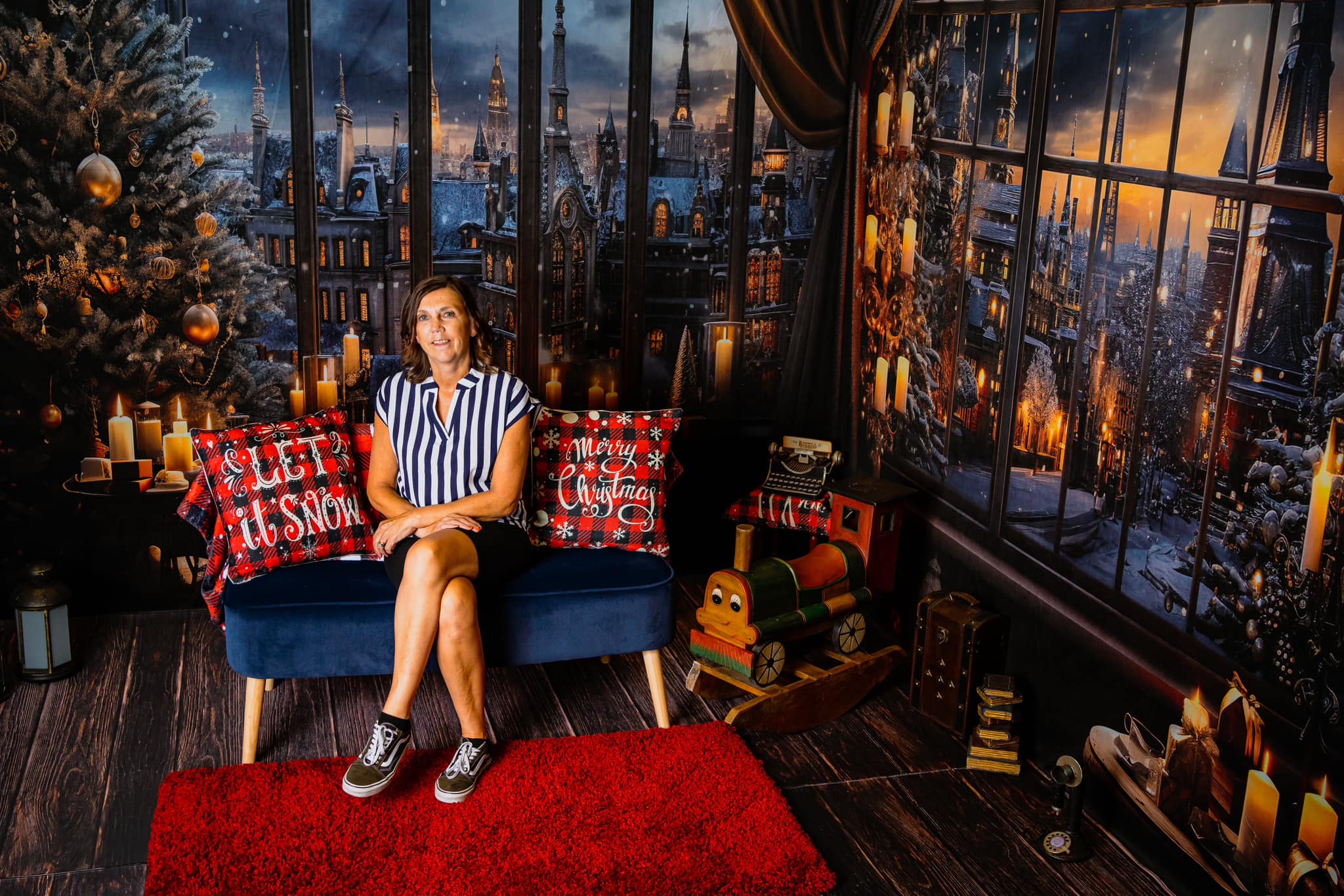 Kate Noël Ville enneigée Fenêtre Nuit Bougie Ensemble de chambre (8pix8pi&10pix8pi&8pix10pi) - Kate Backdrop FR