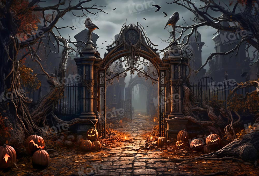 Kate Halloween Chemin Porte Citrouille Toile de fond conçue par Chain Photographie - Kate Backdrop FR