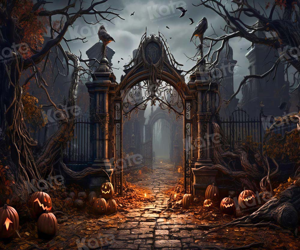 Kate Halloween Chemin Porte Citrouille Toile de fond conçue par Chain Photographie - Kate Backdrop FR