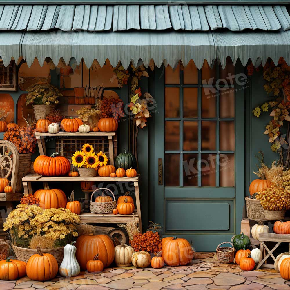 Kate Automne Citrouille Magasin bleu Toile de fond conçu par Emetselch - Kate Backdrop FR