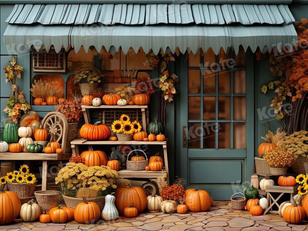 Kate Automne Citrouille Magasin bleu Toile de fond conçu par Emetselch - Kate Backdrop FR