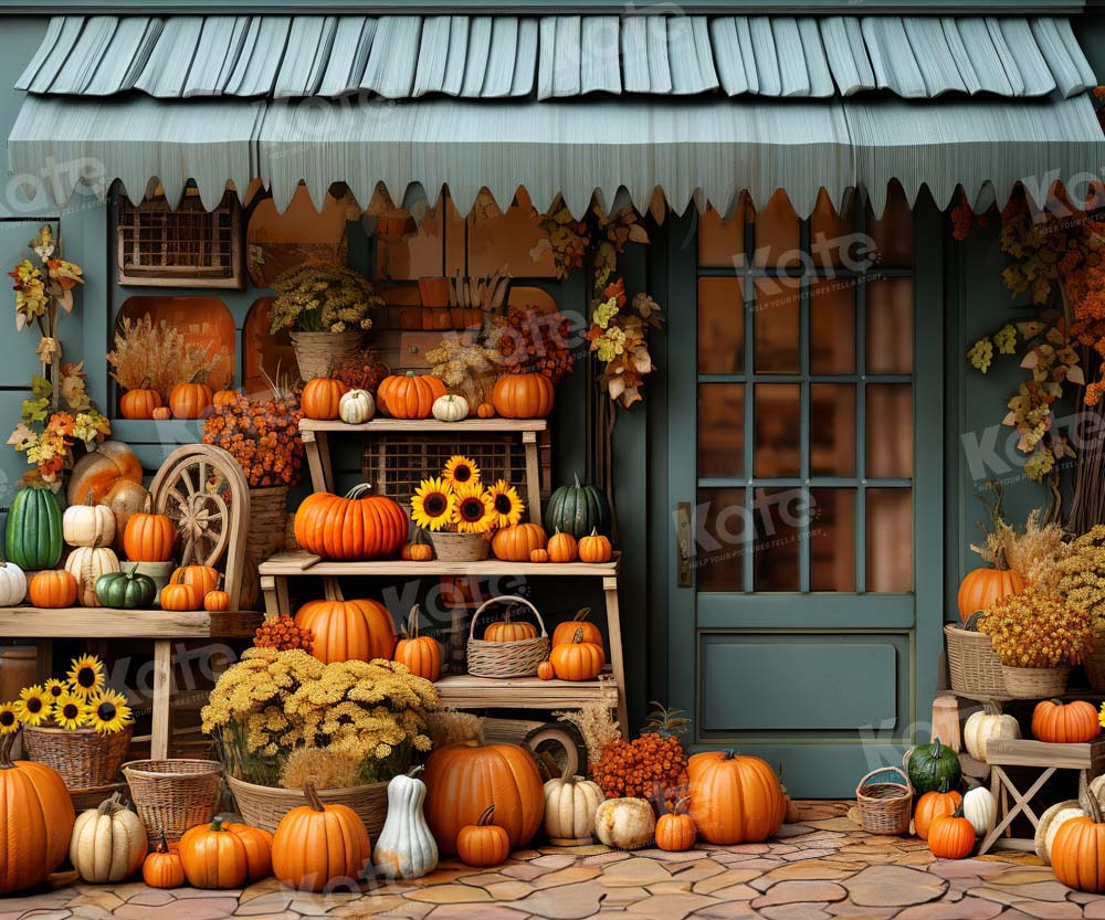 Kate Automne Citrouille Magasin bleu Toile de fond conçu par Emetselch - Kate Backdrop FR