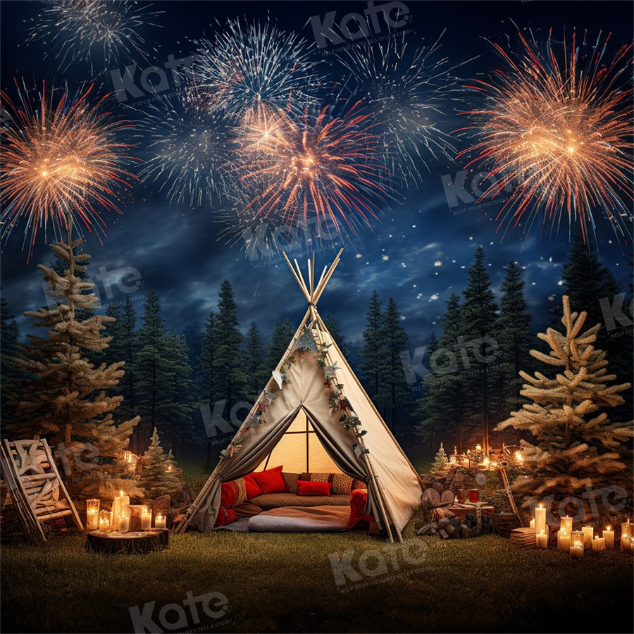 Kate Extérieur Tente Nuit Feux d'artifice Toile de fond pour la photographie - Kate Backdrop FR