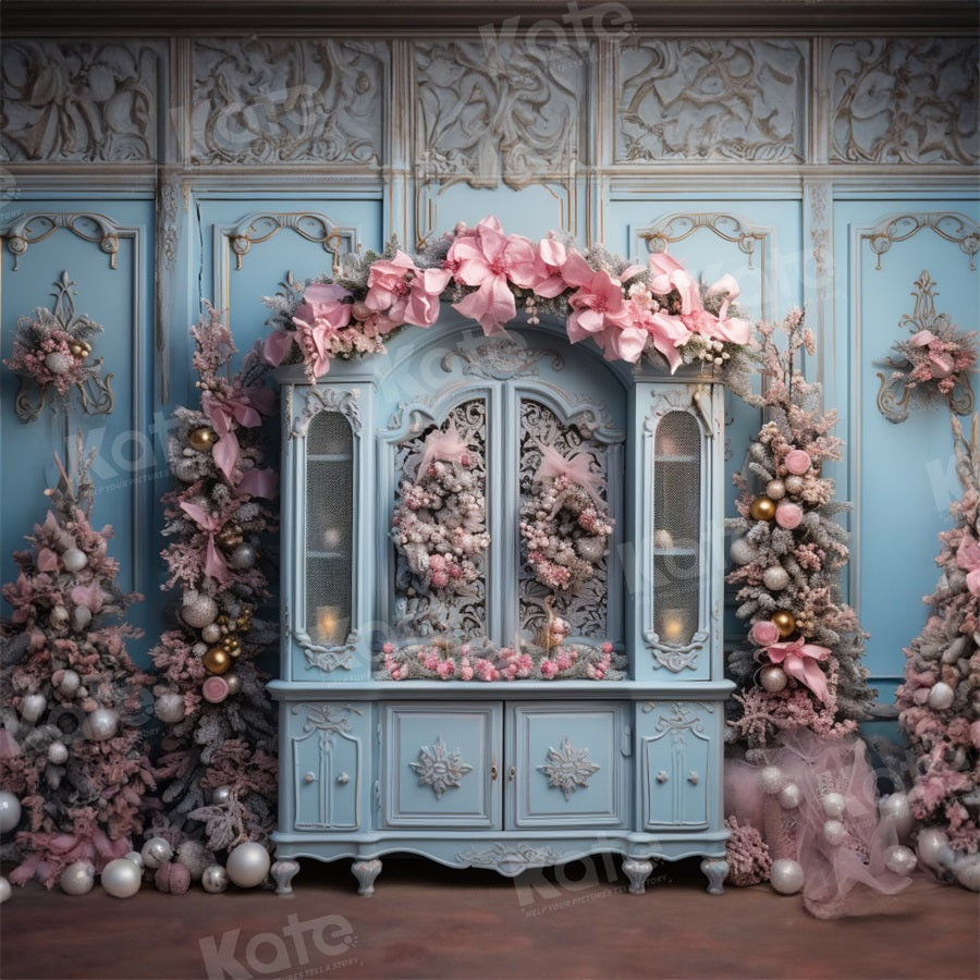 Kate Noël Armoire bleue Rose Arbres Toile de fond pour la photographie - Kate Backdrop FR