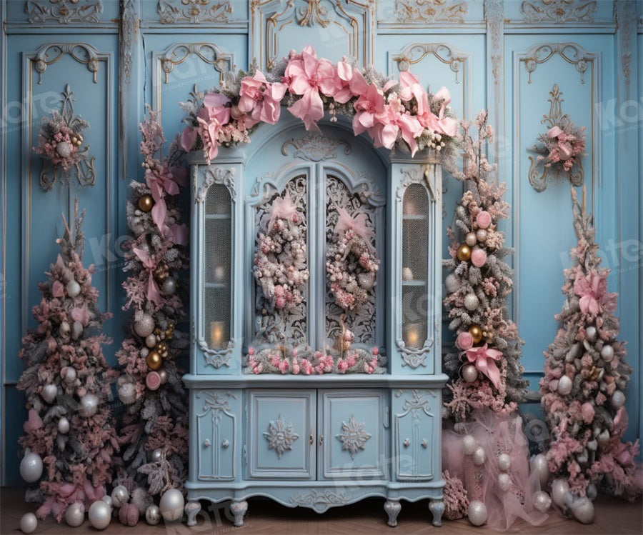 Kate Noël Armoire bleue Rose Arbres Toile de fond pour la photographie - Kate Backdrop FR