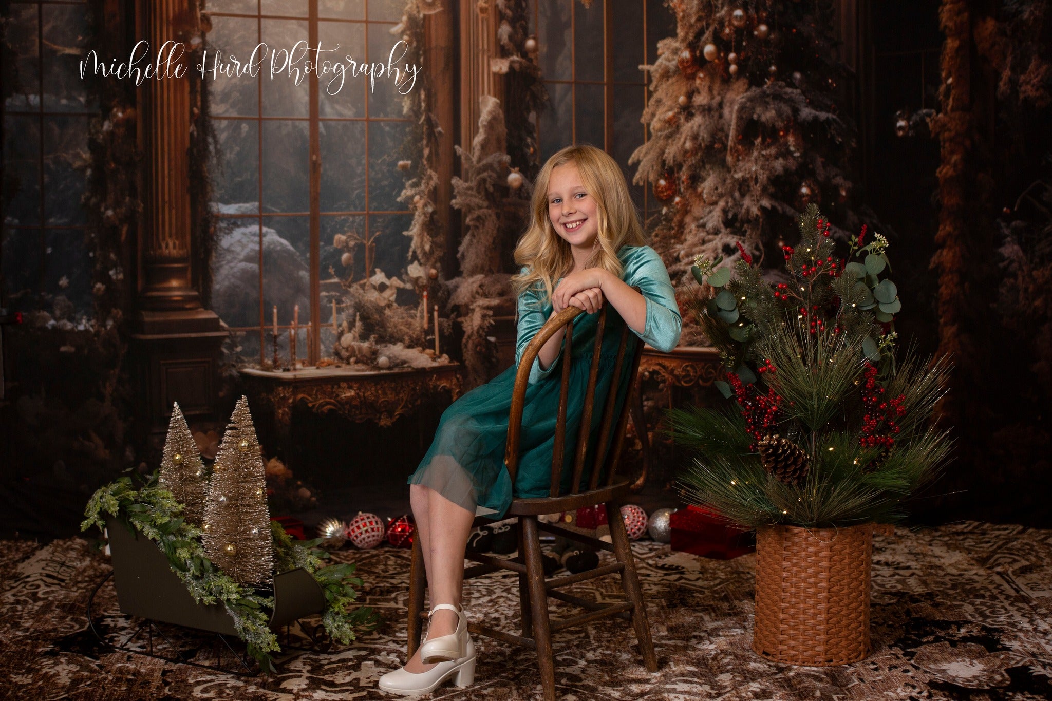 Kate Fenêtre Vintage Sapin de Noël Toile de fond pour la photographie - Kate Backdrop FR