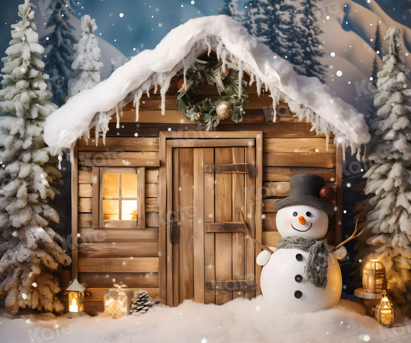 Kate Hiver Noël Bonhomme de neige Maison Toile de fond pour la photographie