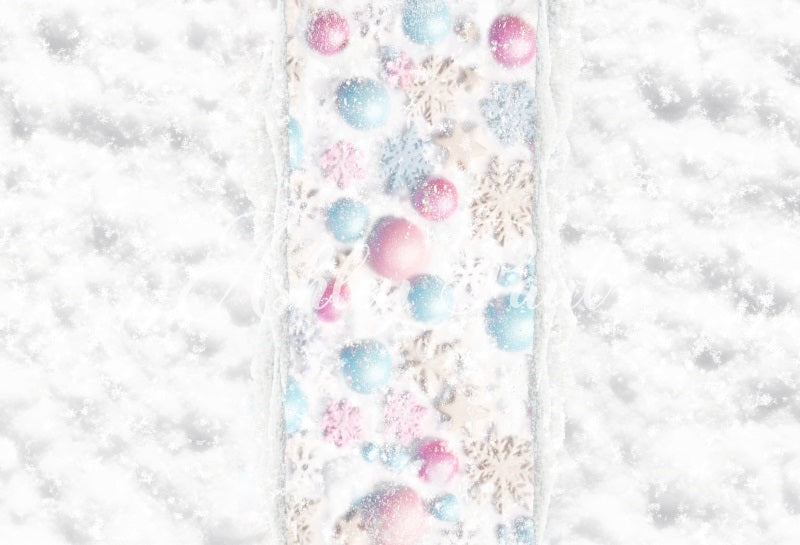 Kate Noël Hiver Flocon de neige Chemin Toile de fond conçu par Ashley Paul - Kate Backdrop FR