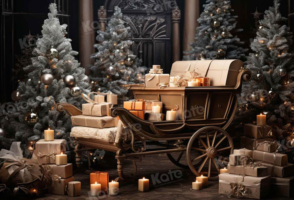 Kate Noël Chariot Bougies Arbres Toile de fond conçu par Emetselch - Kate Backdrop FR