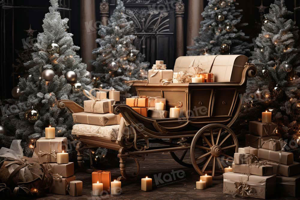 Kate Noël Chariot Bougies Arbres Toile de fond conçu par Emetselch - Kate Backdrop FR