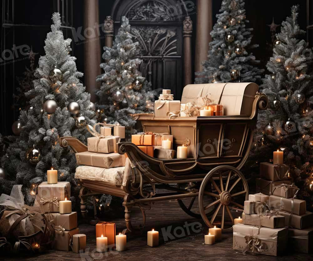 Kate Noël Chariot Bougies Arbres Toile de fond conçu par Emetselch - Kate Backdrop FR