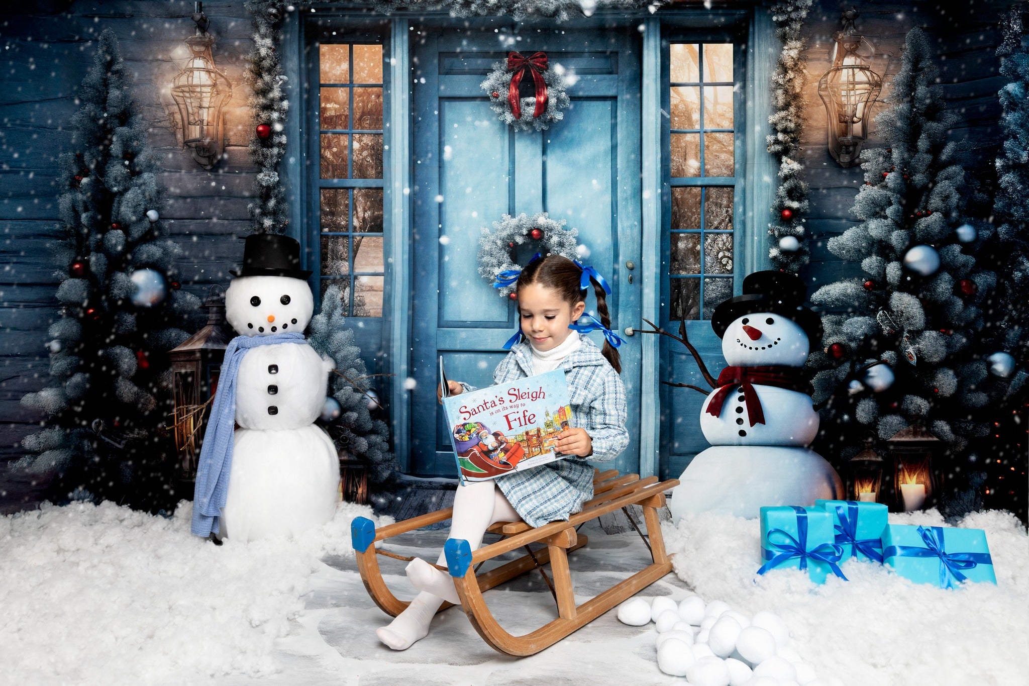 Kate Noël Bonhomme de neige Porte Extérieur Toile de fond conçu par Emetselch - Kate Backdrop FR