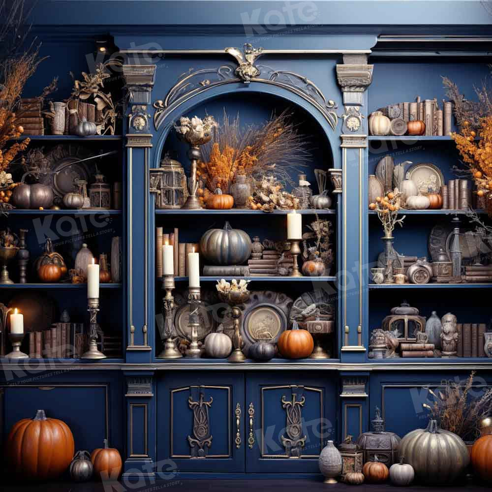 Kate Automne Cuisine Bleu Citrouilles Toile de fond conçu par Emetselch - Kate Backdrop FR