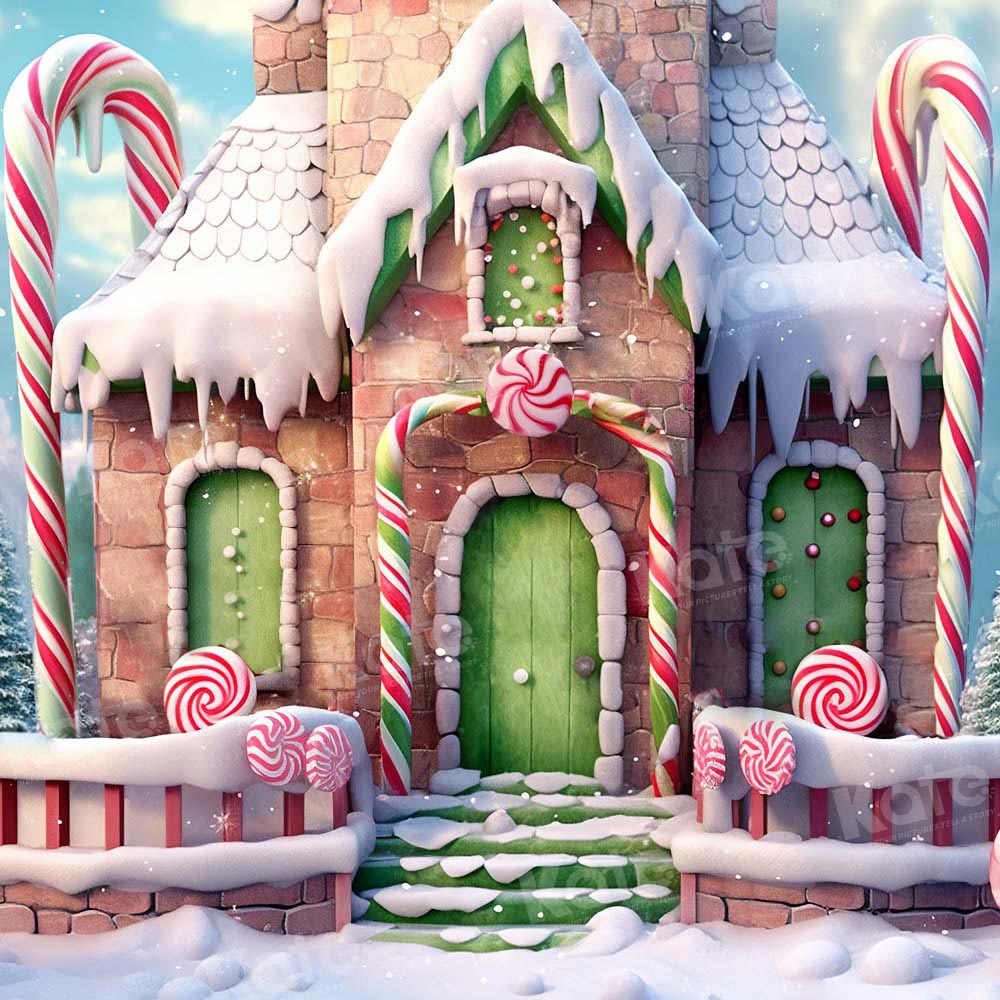 Kate Noël Hiver Maison de bonbons Toile de fond conçu par Emetselch - Kate Backdrop FR