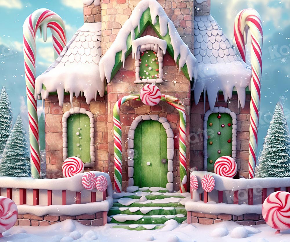 Kate Noël Hiver Maison de bonbons Toile de fond conçu par Emetselch - Kate Backdrop FR