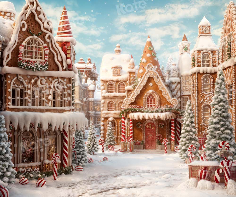 Kate Hiver Noël Ville de pain d'épice Toile de fond conçue par Chain Photographie - Kate Backdrop FR