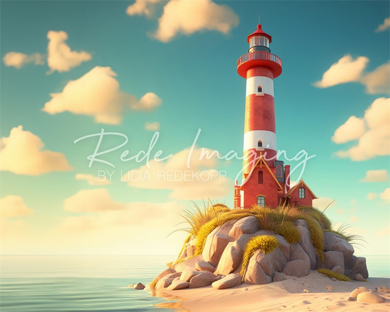 Kate Plage Phare Été Toile de fond conçue par Lidia Redekopp - Kate Backdrop FR