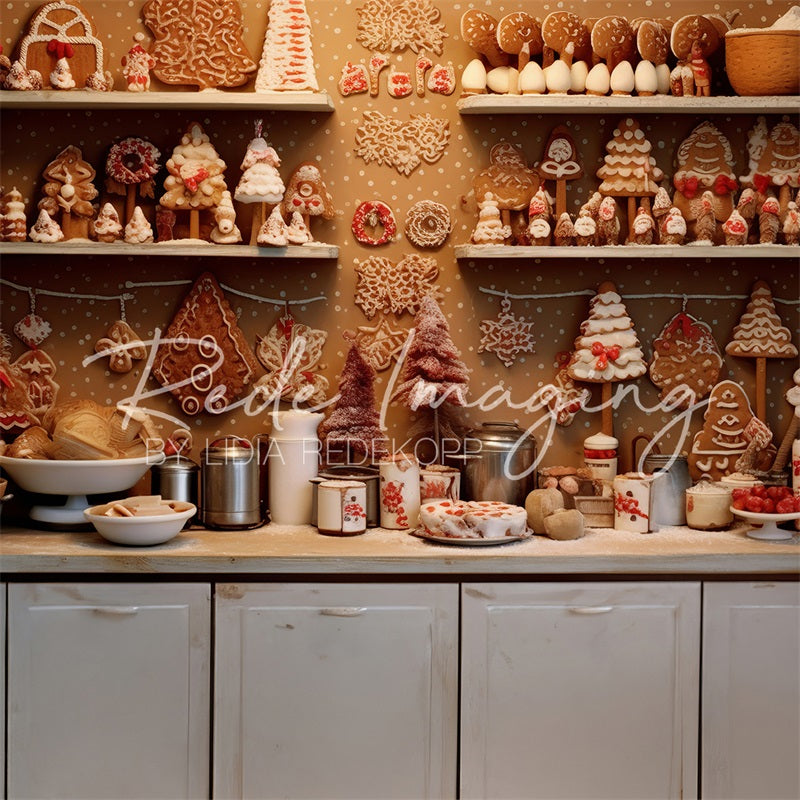 Kate Noël Cuisine Brun Biscuits Toile de fond conçue par Lidia Redekopp - Kate Backdrop FR