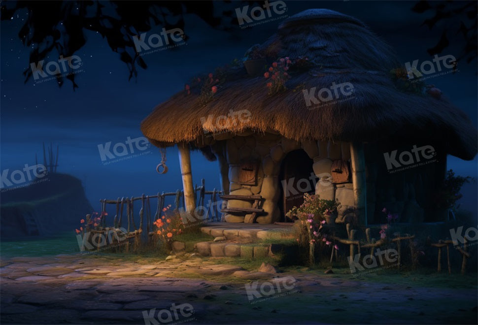 Kate Nuit Maison en pierre Chaume Toile de fond conçu par Emetselch - Kate Backdrop FR