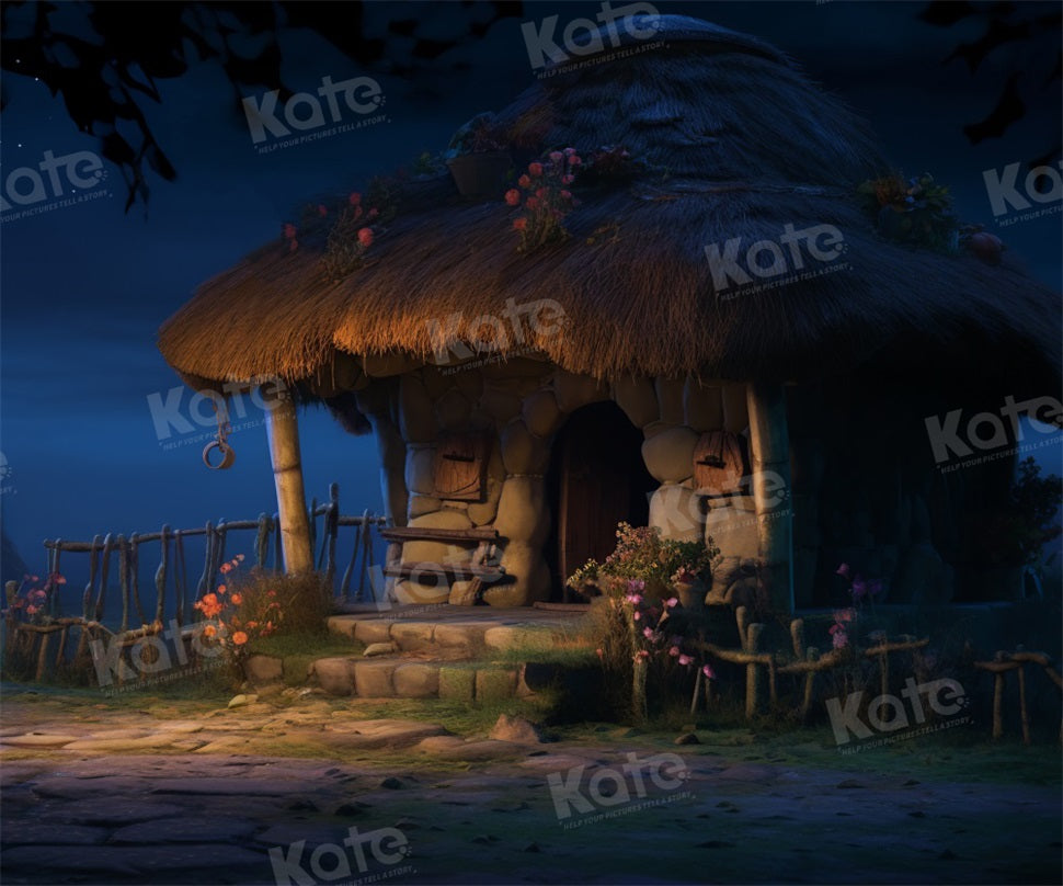 Kate Nuit Maison en pierre Chaume Toile de fond conçu par Emetselch - Kate Backdrop FR