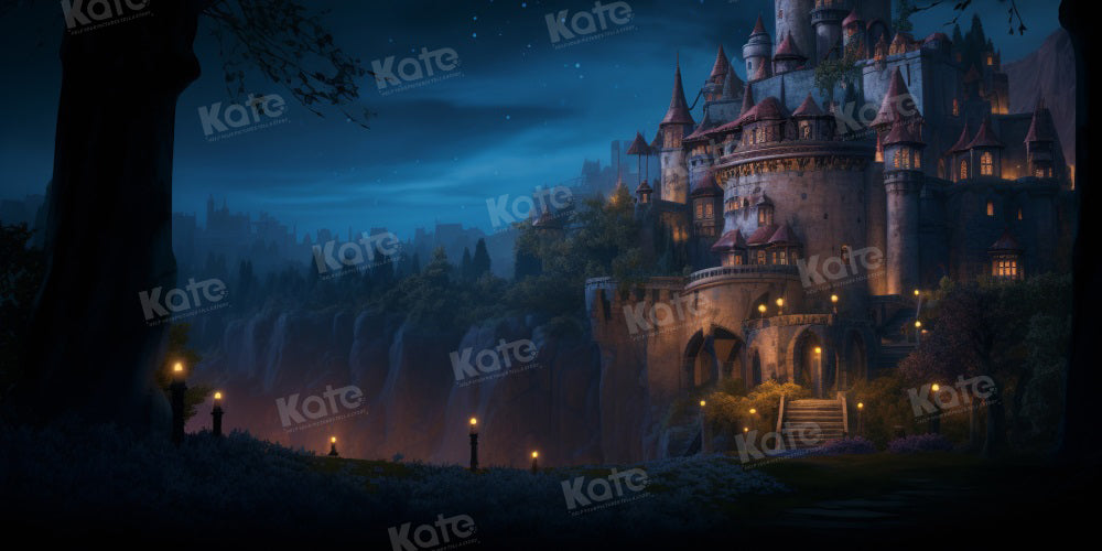 Kate Nuit Château Arbres Enfant Toile de fond conçu par Emetselch - Kate Backdrop FR