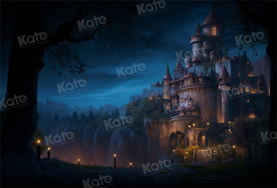 Kate Nuit Château Arbres Enfant Toile de fond conçu par Emetselch - Kate Backdrop FR