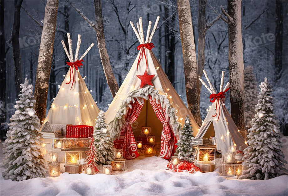 Kate Noël Extérieur Tente Arbres Camping Toile de fond conçu par Emetselch - Kate Backdrop FR