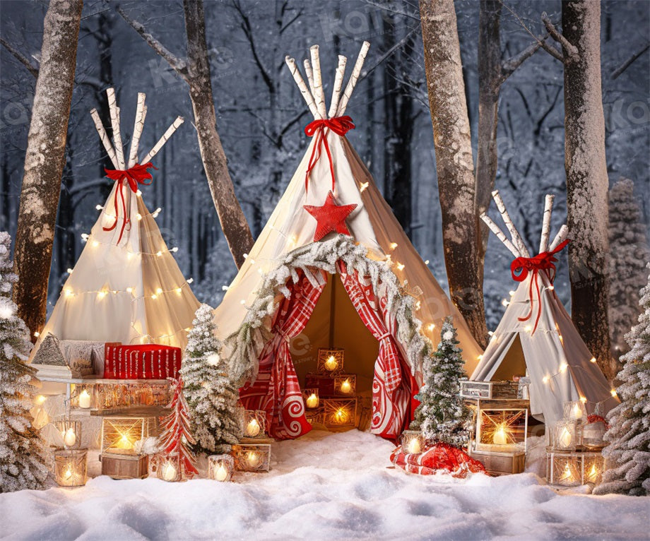 Kate Noël Extérieur Tente Arbres Camping Toile de fond conçu par Emetselch - Kate Backdrop FR