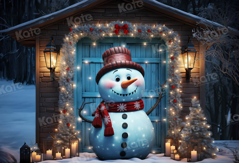 Kate Bonhomme de neige Maison Noël Toile de fond Conçu par Chain Photographie
