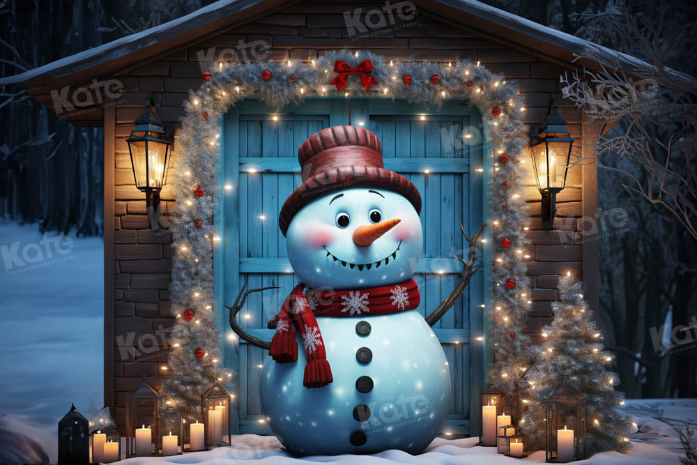 Kate Bonhomme de neige Maison Noël Toile de fond Conçu par Chain Photographie