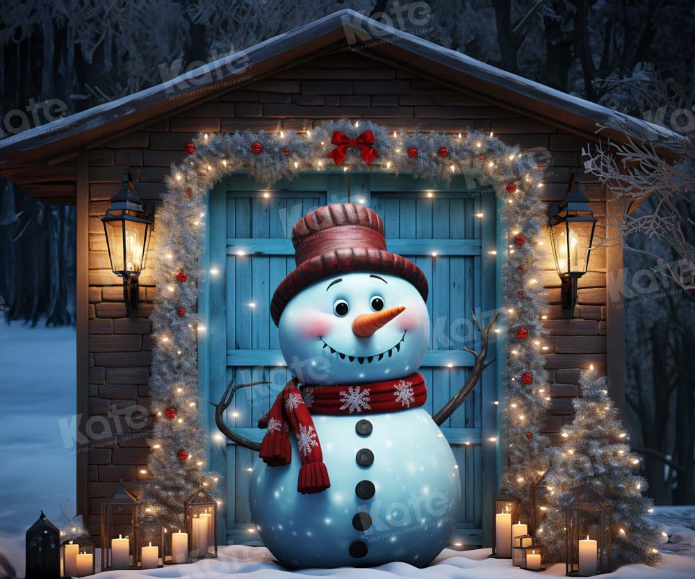 Kate Bonhomme de neige Maison Noël Toile de fond Conçu par Chain Photographie