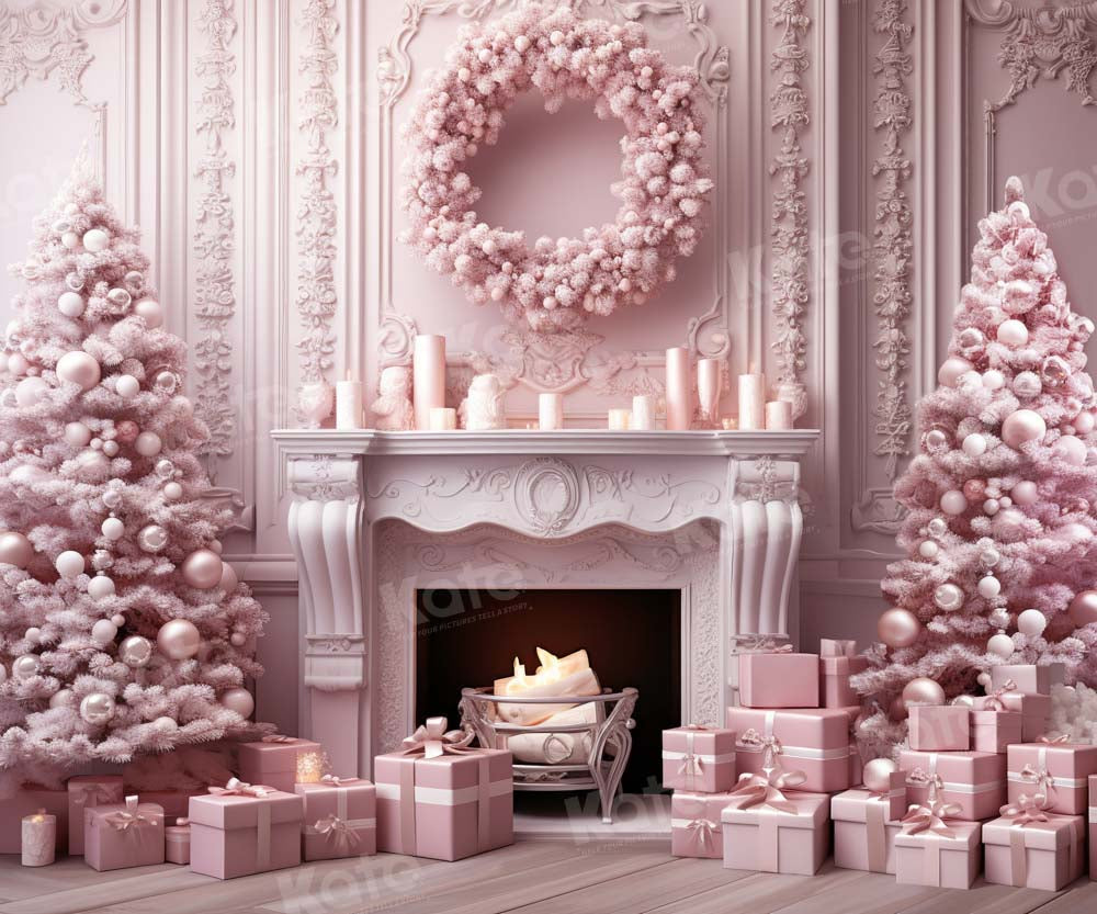 Kate Noël Rose Intérieur Mur rétro Cheminée Toile de fond conçu par Emetselch - Kate Backdrop FR