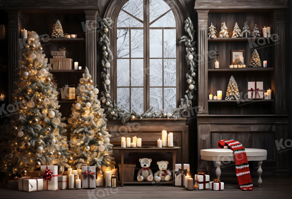 Kate Noël Fenêtre Arbre Ours en peluche Toile de fond conçue par Emetselch - Kate Backdrop FR