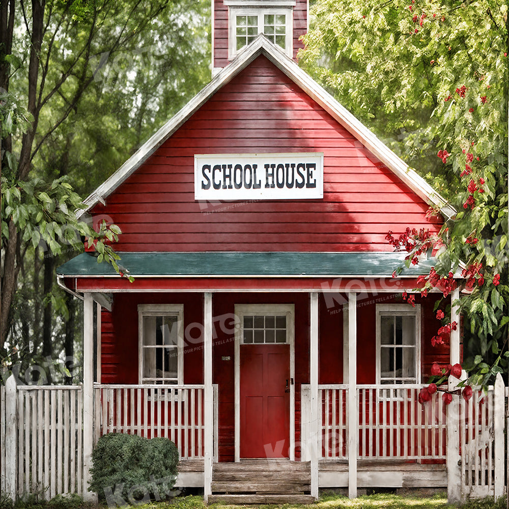 Kate Retour à l'école Maison Rouge Toile de fond pour la photographie - Kate Backdrop FR