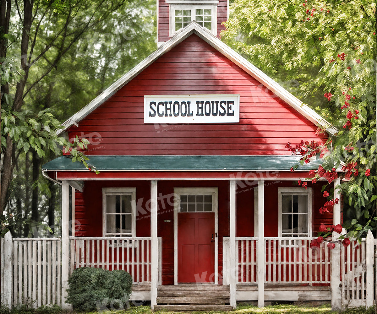 Kate Retour à l'école Maison Rouge Toile de fond pour la photographie - Kate Backdrop FR