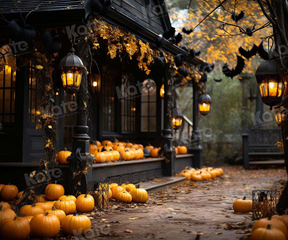 Kate Automne Halloween Cour Chauve-souris Toile de fond conçue par Emetselch - Kate Backdrop FR