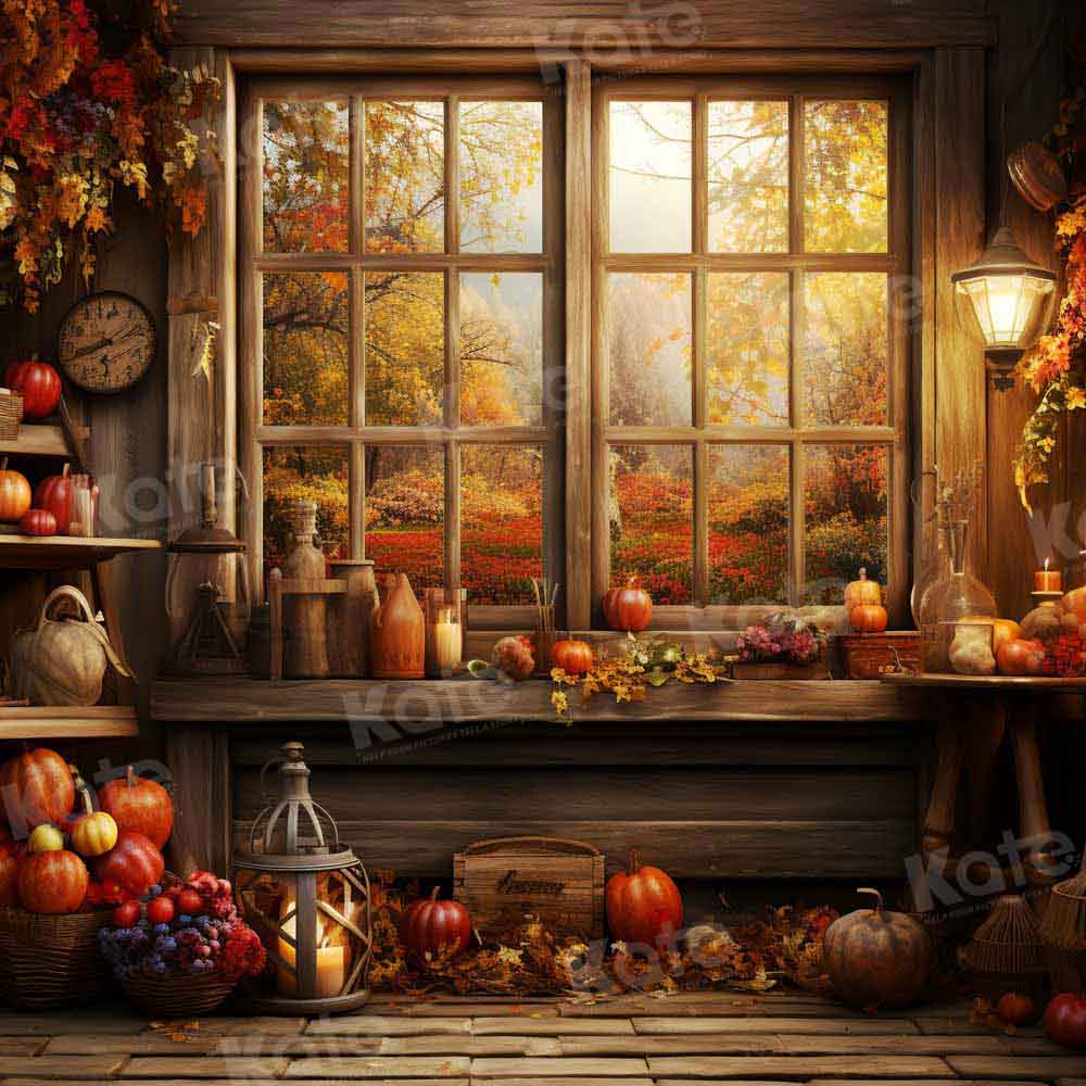 Kate Automne Feuille d'érable Fenêtre Toile de fond conçue par Emetselch - Kate Backdrop FR