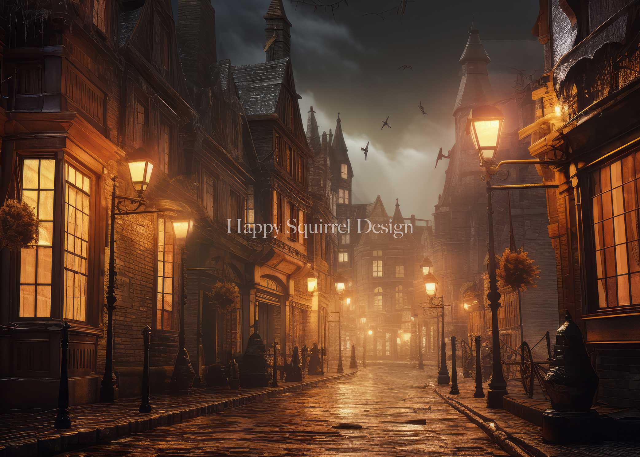 Kate Ville de minuit Lumière Toile de fond Conçu par Happy Squirrel Design - Kate Backdrop FR