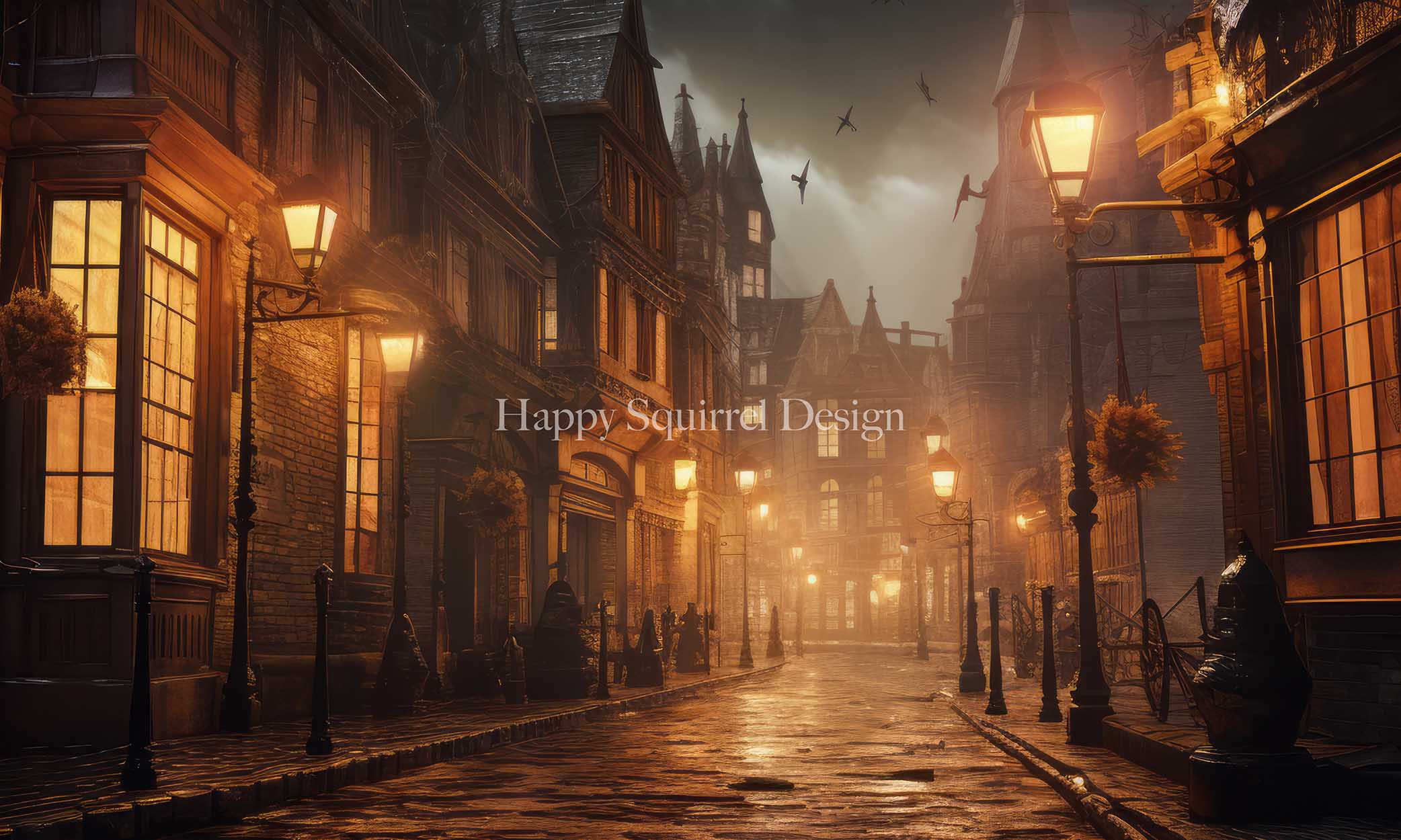 Kate Ville de minuit Lumière Toile de fond Conçu par Happy Squirrel Design - Kate Backdrop FR